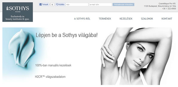 sothys termékek weblapja